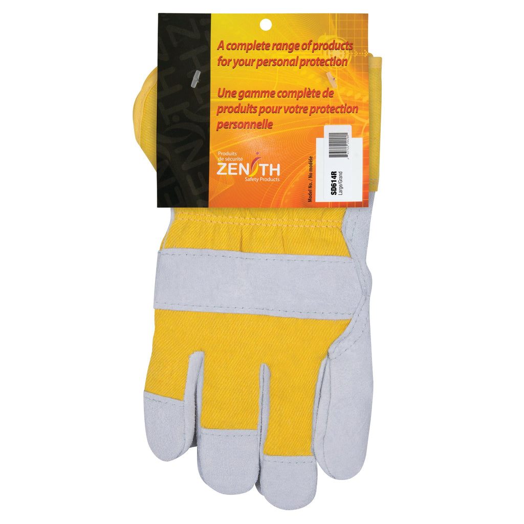 Winter-Lined Fitters Gloves, Large, Split Cowhide Palm, Boa Inner Lining