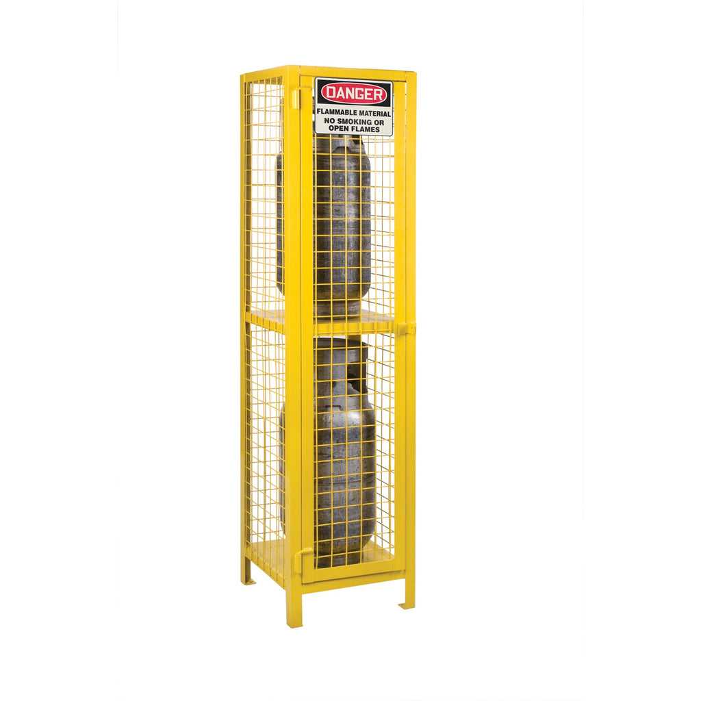 CSA-Compliant Gas Cylinder Safety Cabinet, 2 Cylinder Capacity, 17" W x 17" D x 69" H, Yellow