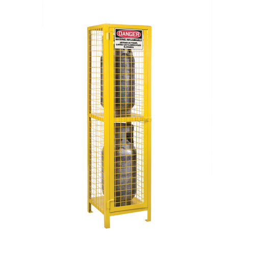 CSA-Compliant Gas Cylinder Safety Cabinet, 2 Cylinder Capacity, 17" W x 17" D x 69" H, Yellow