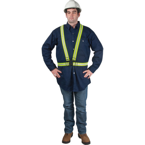 Standard-Duty Safety Harness, High Visibility Lime-Yellow, Silver Reflective Colour, Large