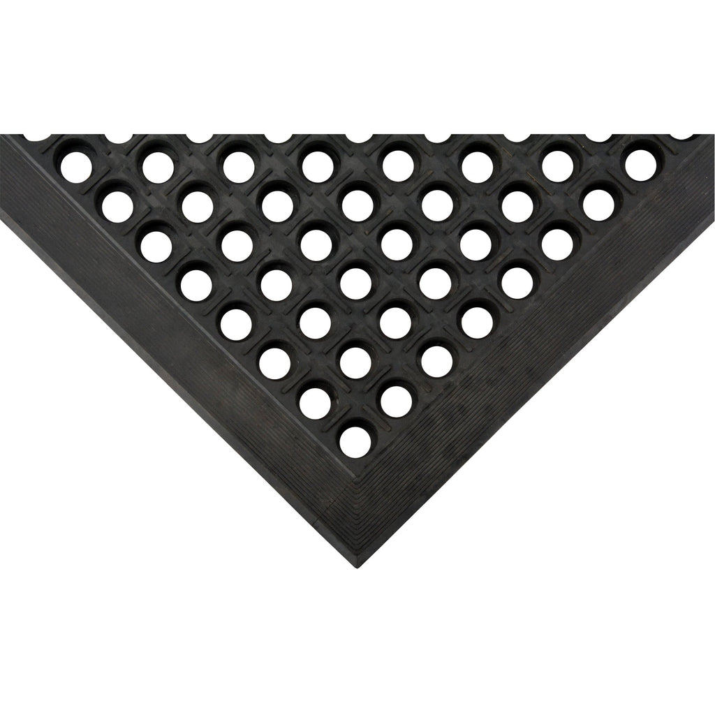 Anti-Fatigue Matting, Slotted, 3' x 5' x 7/8", Black, Natural Rubber