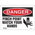 "Pinch Point" Sign, 7" x 10", Vinyl, English with Pictogram