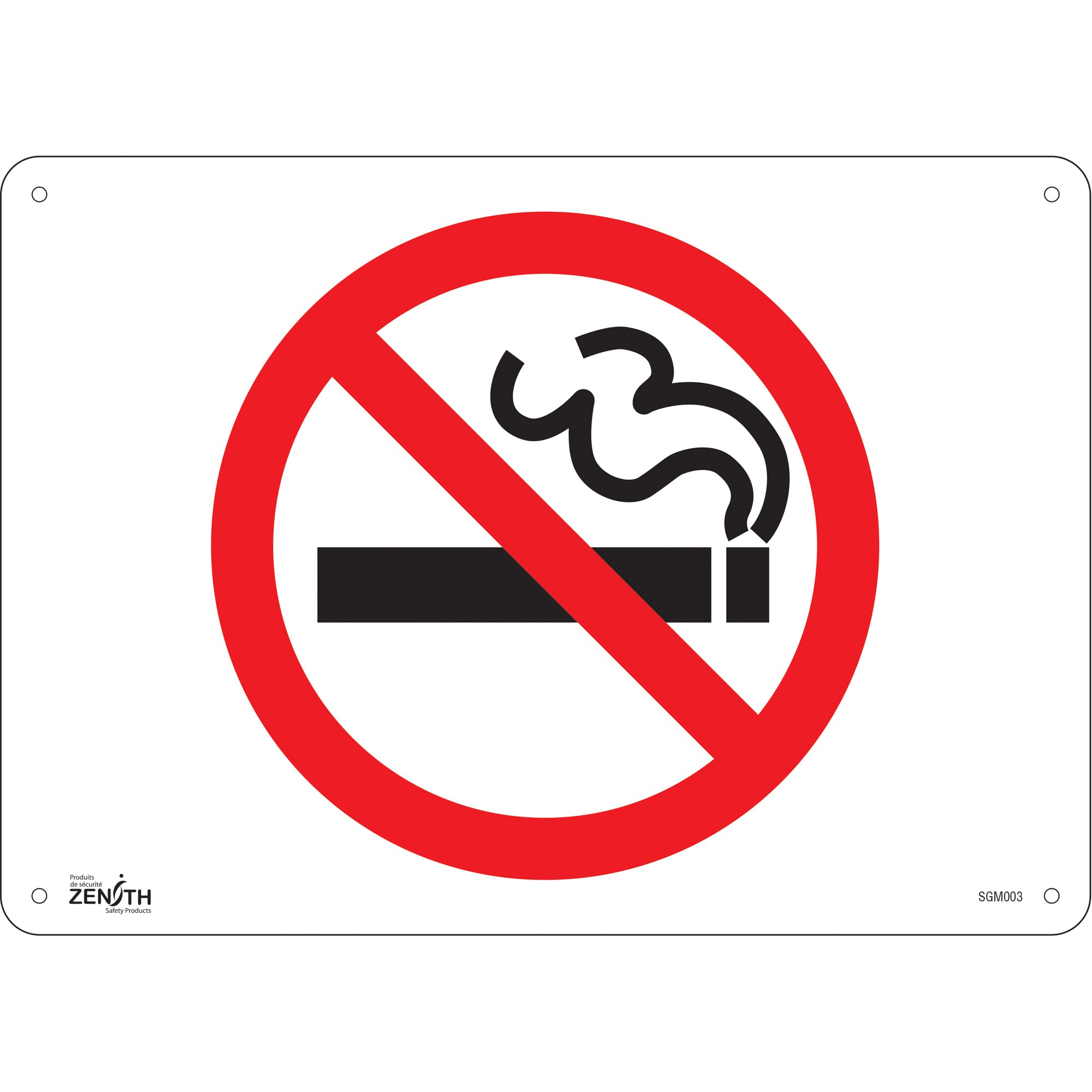 "No Smoking" Sign, 10" x 14", Aluminum, Pictogram