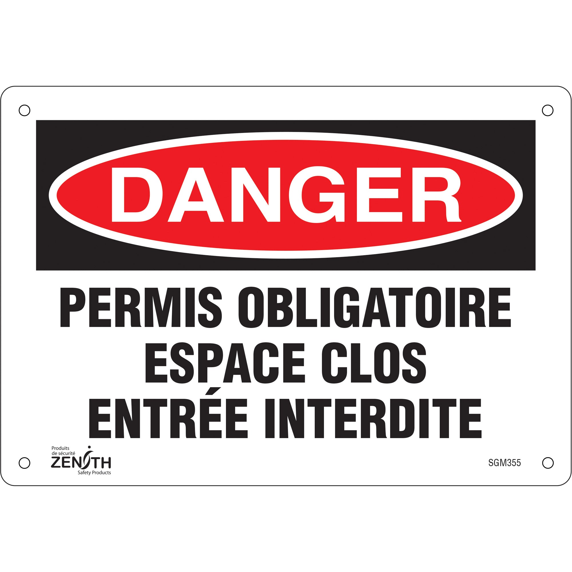 "Espace Clos Entrée Interdite" Sign, 7" x 10", Aluminum, French