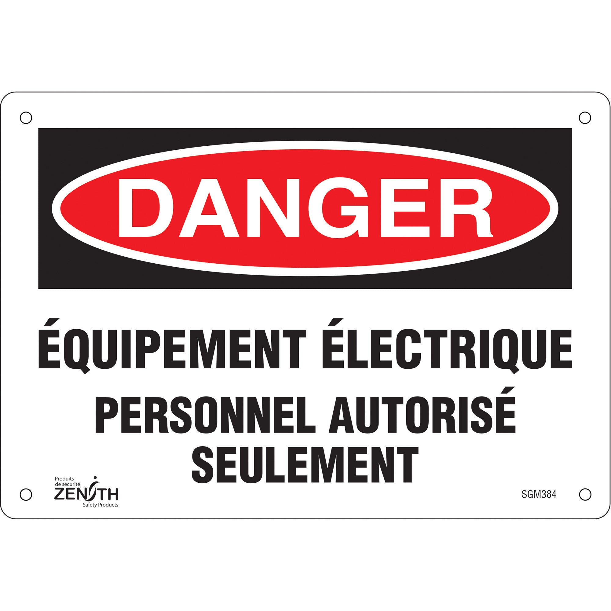"Équipement Électrique" Sign, 7" x 10", Plastic, French