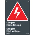 "Haute Tension/High Voltage" Sign, 14" x 10", Aluminum, Bilingual with Pictogram