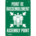 "Point de rassemblement/Assembly Point" Sign, 14" x 10", Aluminum, Bilingual with Pictogram
