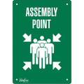 "Assembly Point" Sign, 10" x 7", Aluminum, English with Pictogram