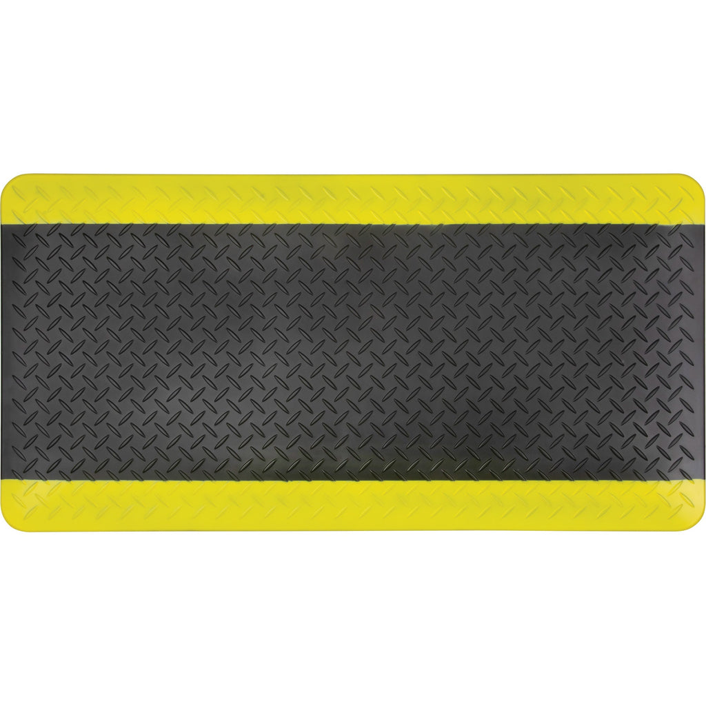 Anti-Fatigue Matting, Diamond, 1-2/3' x 3-1/4' x 3/4", Black/Yellow, Polyurethane