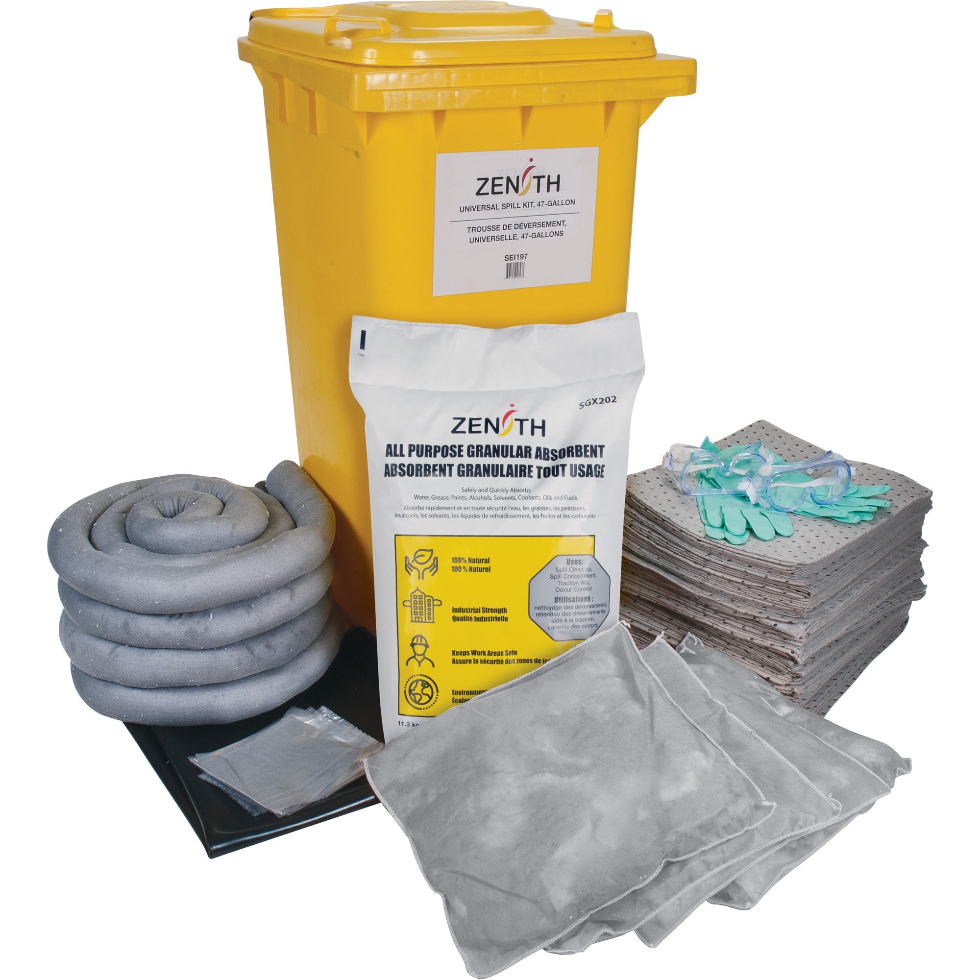 Premium Spill Kit, Universal, Bin, 63 US gal. Absorbancy