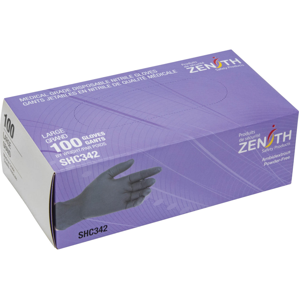 Medical Grade Disposable Gloves, Large, Nitrile, 6-mil, Powder-Free, Black, Class 2