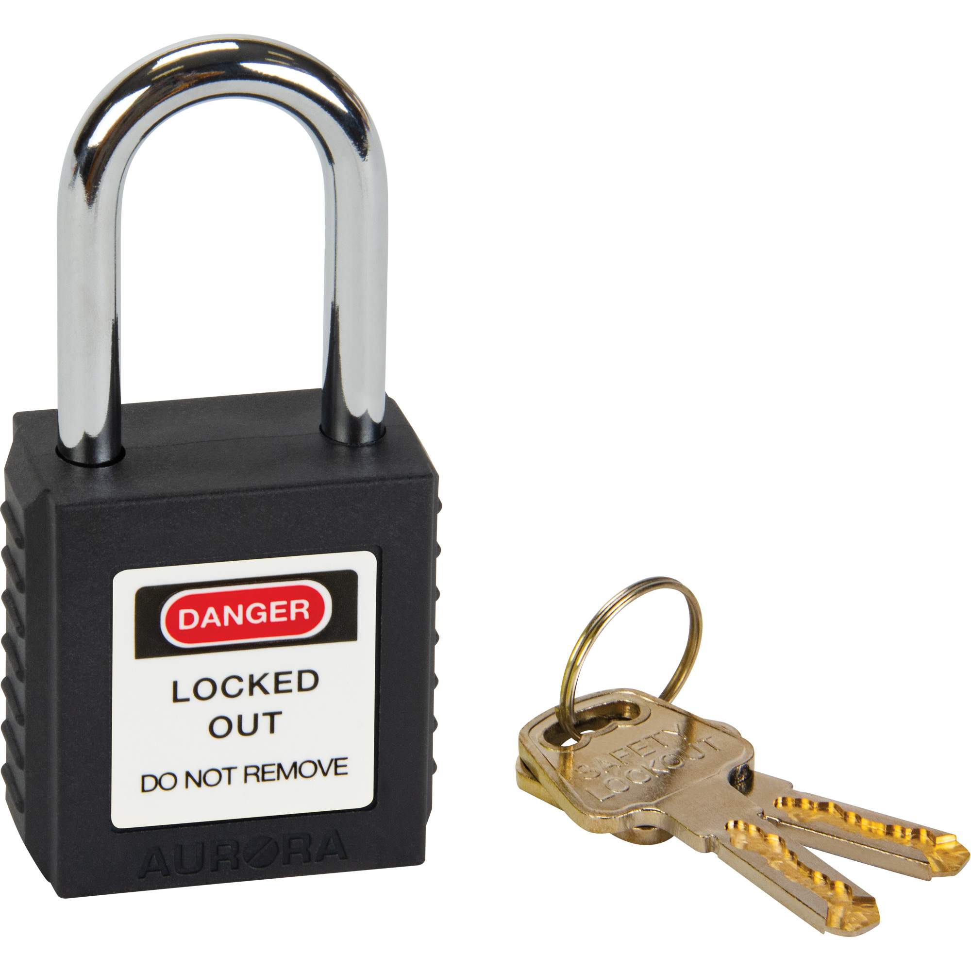 Safety Lock, Black, Keyed Different, Thermoplastic, 1-1/2" Width