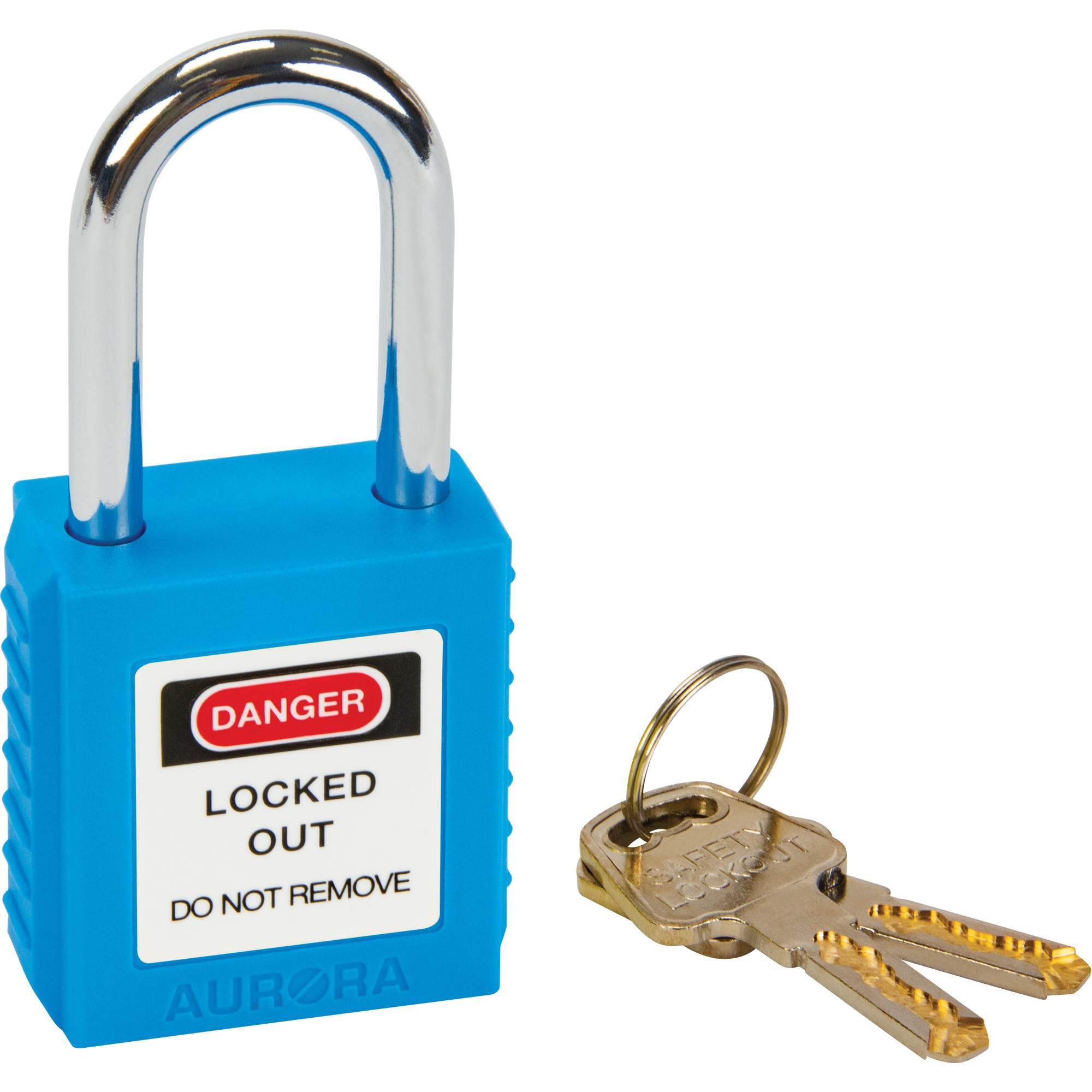 Safety Lock, Blue, Keyed Different, Thermoplastic, 1-1/2" Width