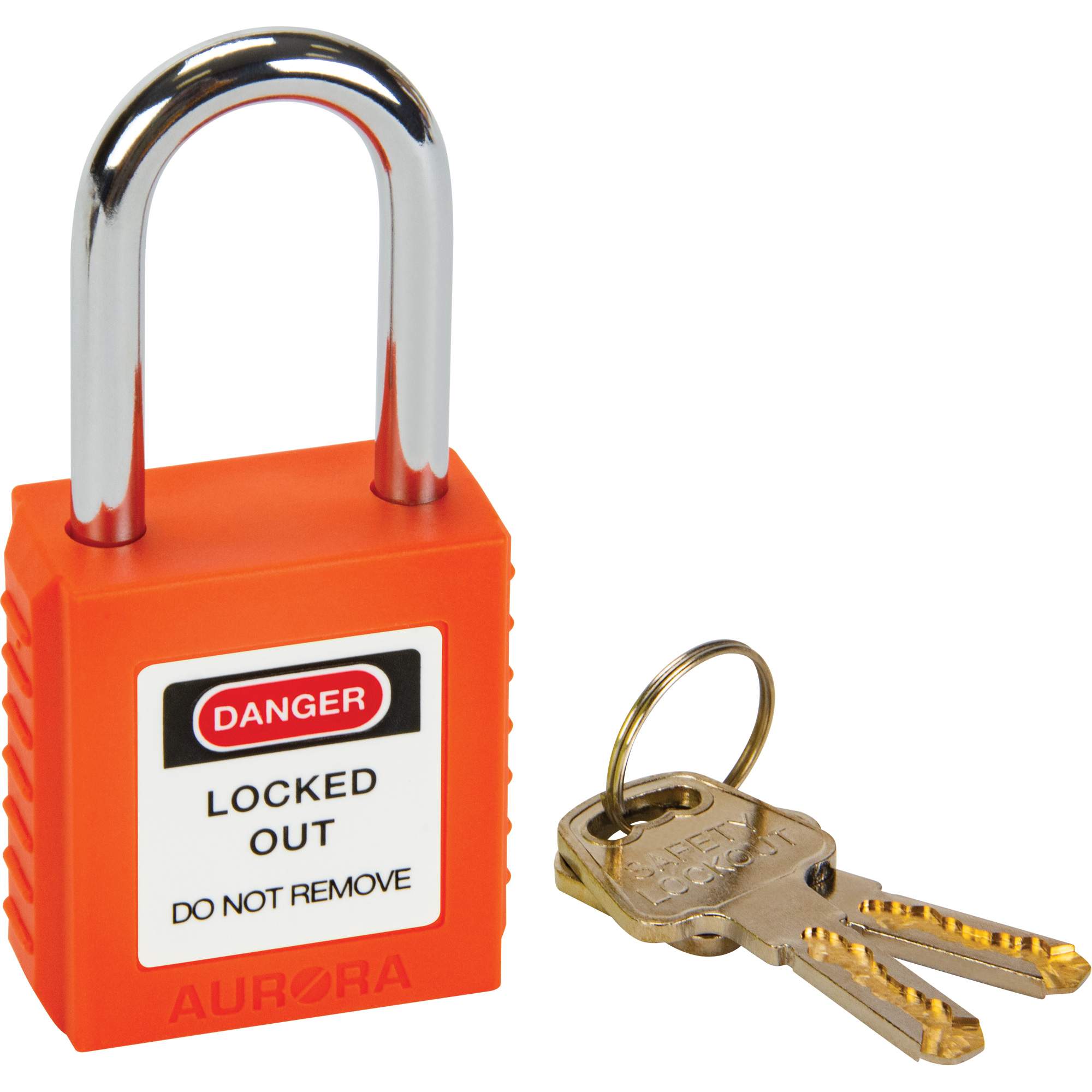 Safety Lock, Orange, Keyed Different, Thermoplastic, 1-1/2" Width
