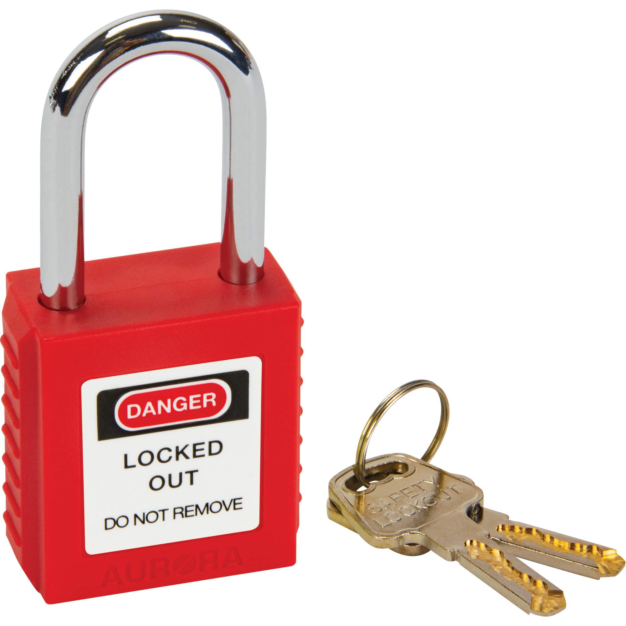 Safety Lock, Red, Keyed Different, Thermoplastic, 1-1/2" Width