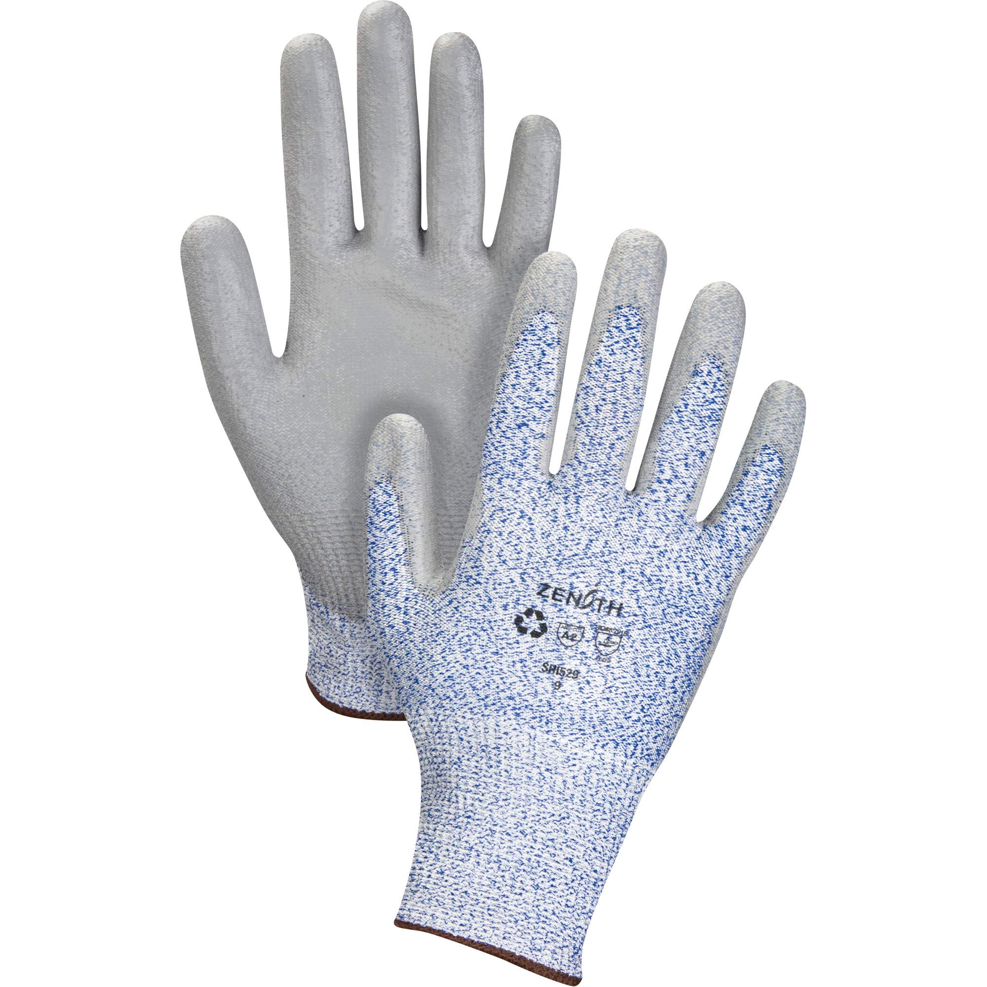 Eco-Friendly Stretch Cut-Resistant Gloves, Size 9, 13 Gauge, Polyurethane Coated, HPPE/RPET Shell, ASTM ANSI Level A2