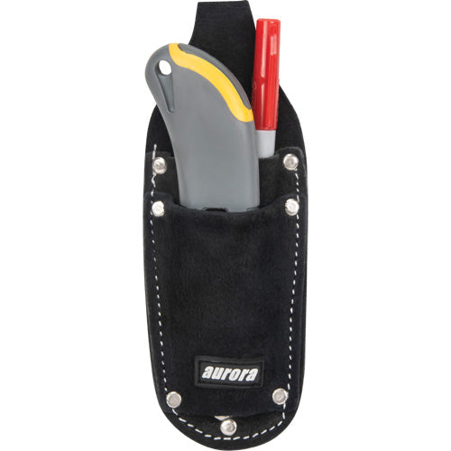 Utility Pouch, Knife Holder, Leather, 3 Pockets