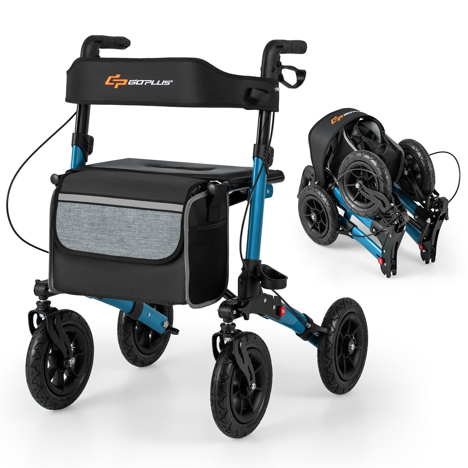 Folding Rollator Walker with Seat for All Terrain seniors