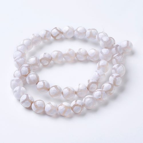 White DZI Agate Faceted Gemstone Bead