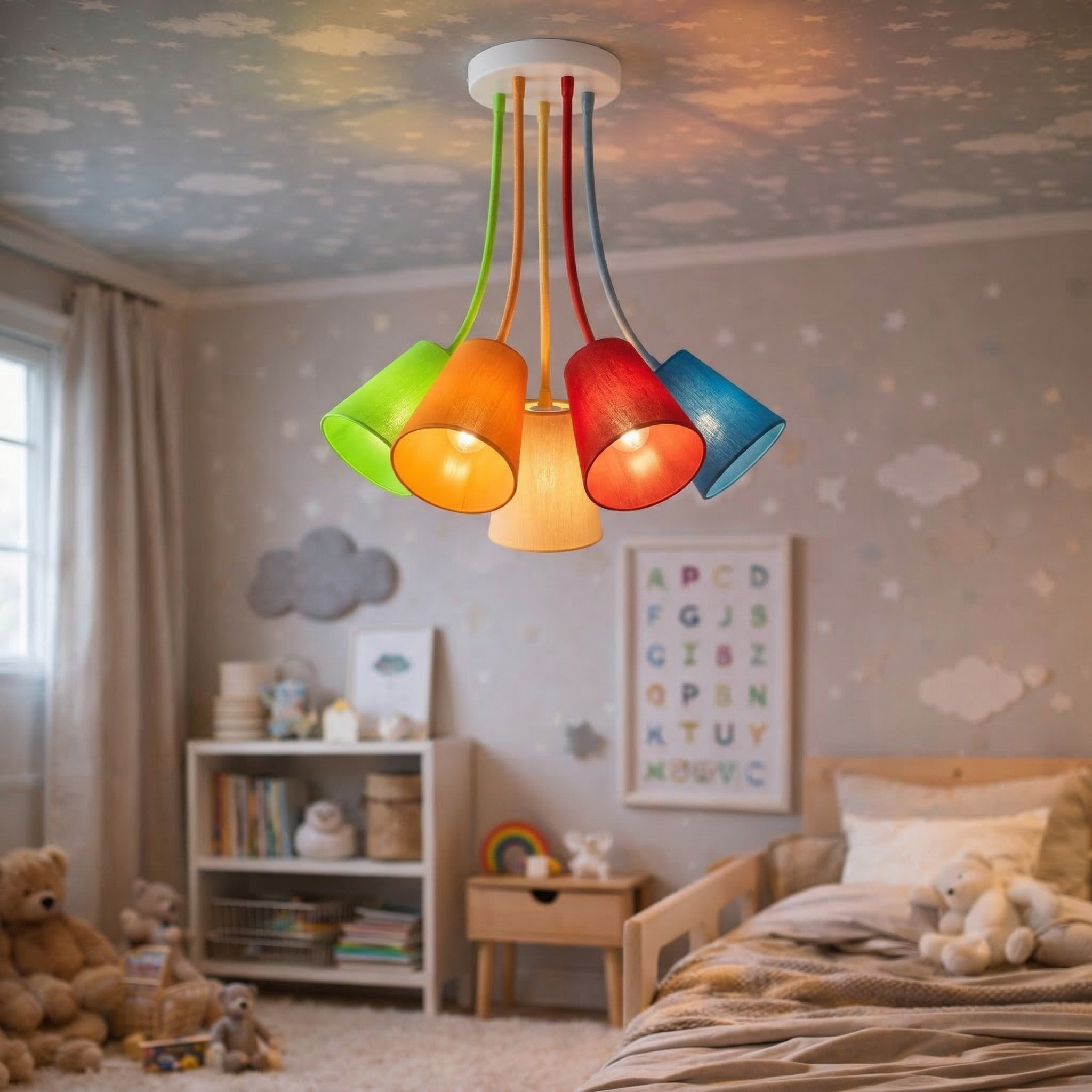 WIRE Adjustable 5-Light Ceiling Lamp for Kids Room & Nursery