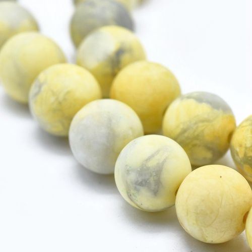 Howlite Yellow Frosted Gemstone Beads